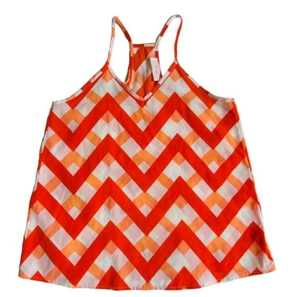 Peach Love California orange chevron print spaghetti strap tank top sz S